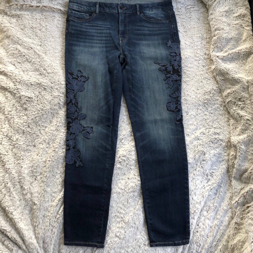 WHBM Floral Appliqué Jeans
